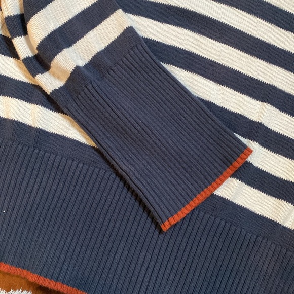 Navy and White Striped Women's Sweater Free Assembly Nautical - Picture 5 of 6